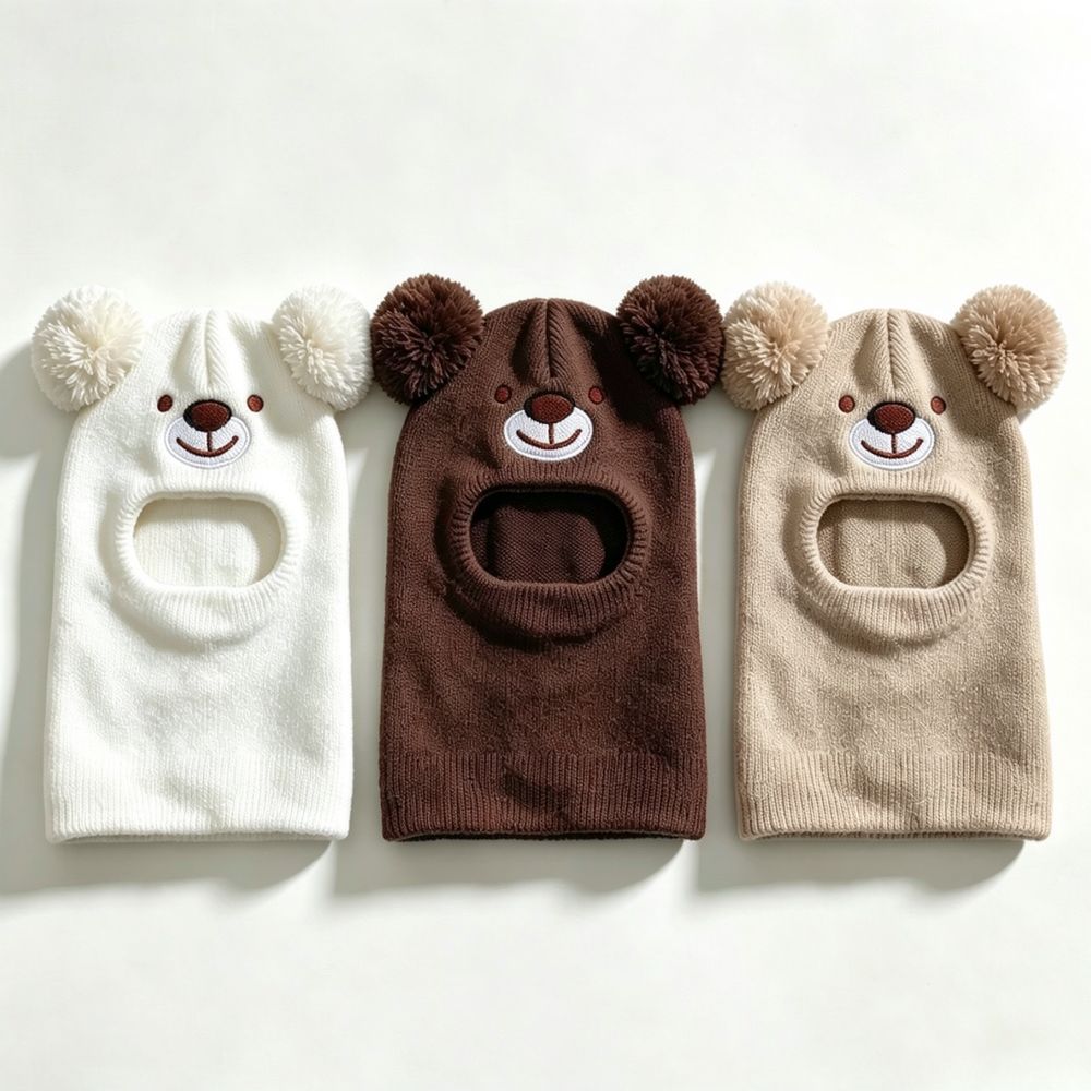 Infant Beanie Hat With Ears - Kışlık Kalınlaştırılmış Bebek Bere, Ayı Kulaklı,