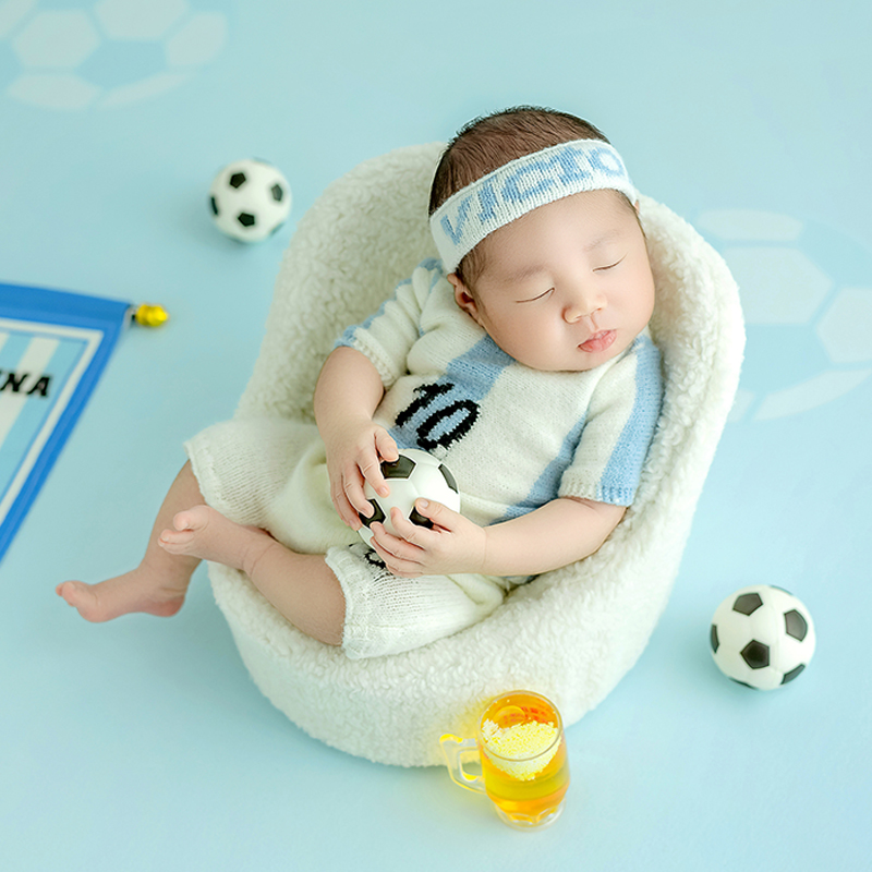 Infant Photography Props Outfit - Futbol Bebek Tema Yenidoğan Fotoğraf Sahne