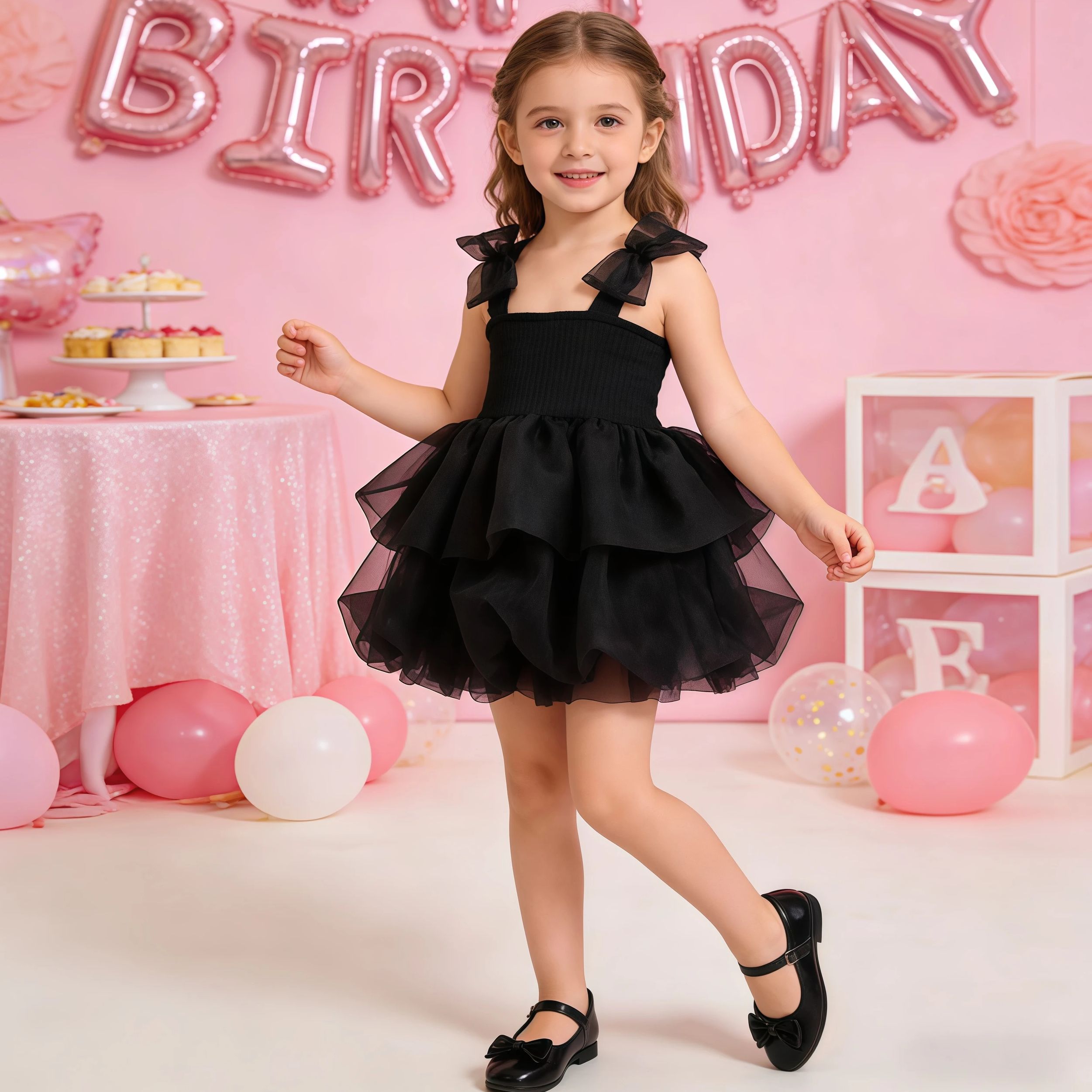 Toddler Girl Tulle Party Dress - Yaz prenses parti Tutu elbise yay